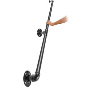 VEVOR Pipe Stair Handrail, 5FT Staircase Handrail, 440LBS Load Capacity Carbon Steel Pipe Handrail, Industrial Pipe Handrail with Wall Mount Supp
