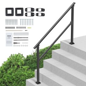VEVOR Handrails for Outdoor Steps, 4-5 Step Stair Hand Rail Kit, Transitional Carbon Steel Railings with Installation Kit, Stair Rails for Senior